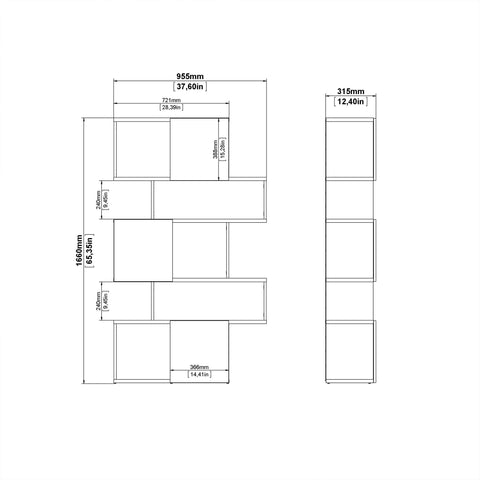 Maze Asymmetrical Bookcase with 3 Doors in Jackson Hickory and Black