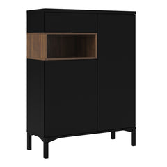 Sideboard 2 Drawers 1 Door in Black and Walnut