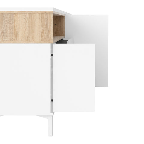 Sideboard 3 Drawers 3 Doors in White and Oak