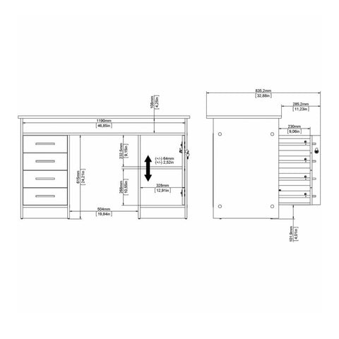 Function Plus Desk 4 Drawer 1 Door in Jackson Hickory Oak