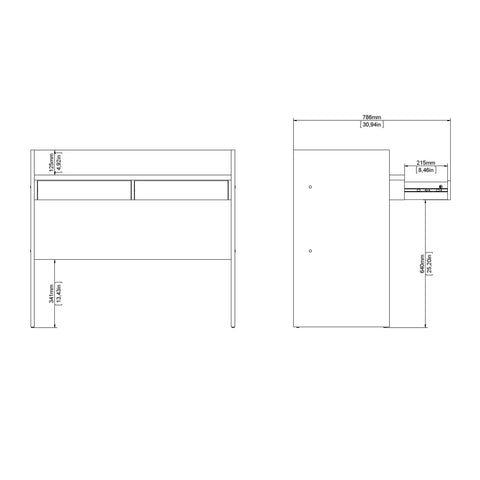 Function Plus Desk 2 Drawers In Jackson Hickory and White