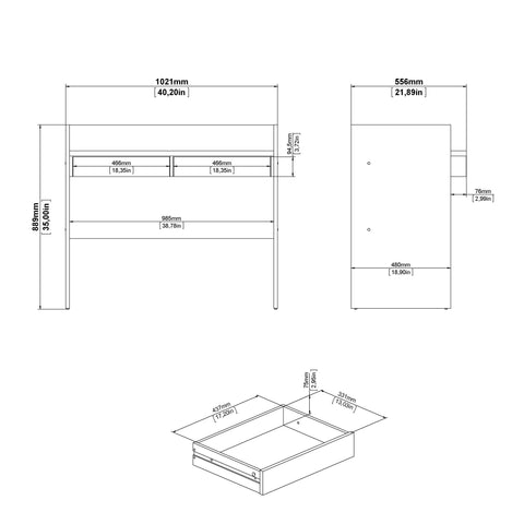 Function Plus Desk 2 Drawers In Jackson Hickory and White