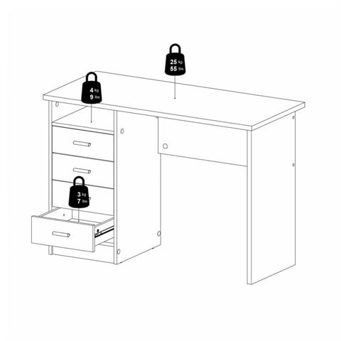 Function Plus 4 Drawer Desk in Oak