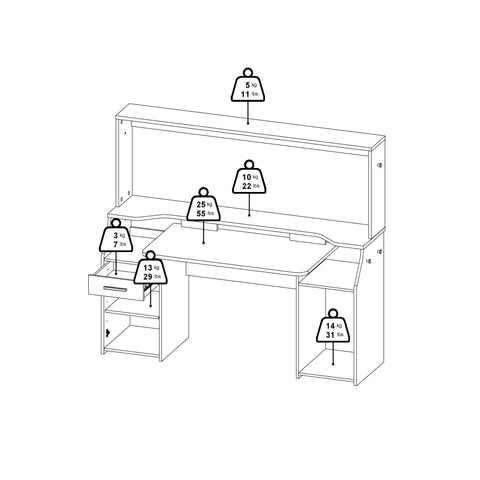 Function Plus Gaming Desk with 1 Door + 1 Drawer