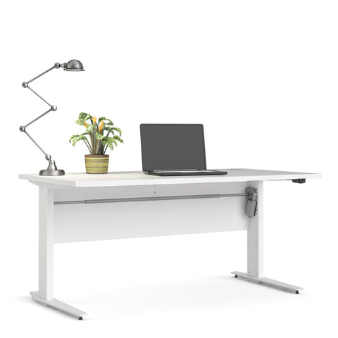 Prima Desk 150 cm in White with Height adjustable legs with electric control in White