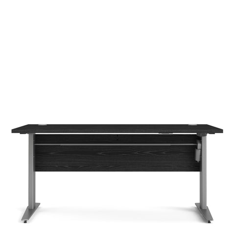 Prima Desk 150 cm in Black woodgrain with Height adjustable legs with electric control in Silver grey steel