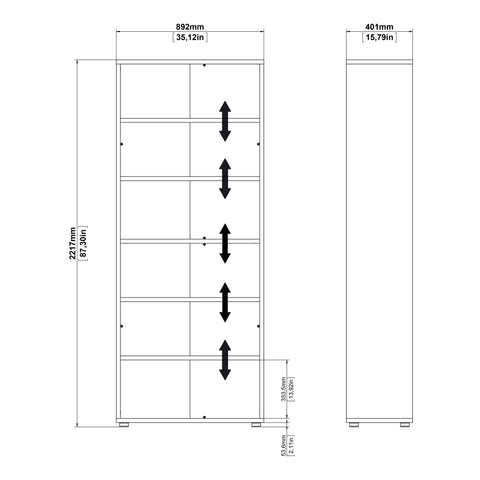 Prima Bookcase 2 Shelves With 2 Drawers And 2 Doors In Black Woodgrain