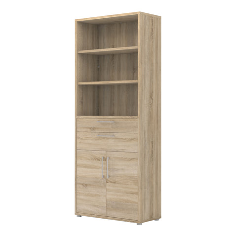 Prima Bookcase 3 Shelves With 2 Drawers And 2 Doors In Oak