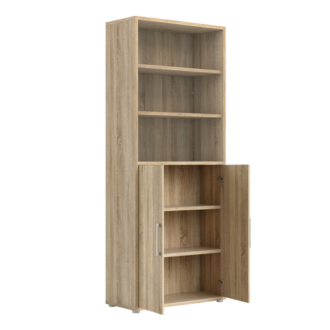 Prima Bookcase 4 Shelves with 2 Doors in Oak