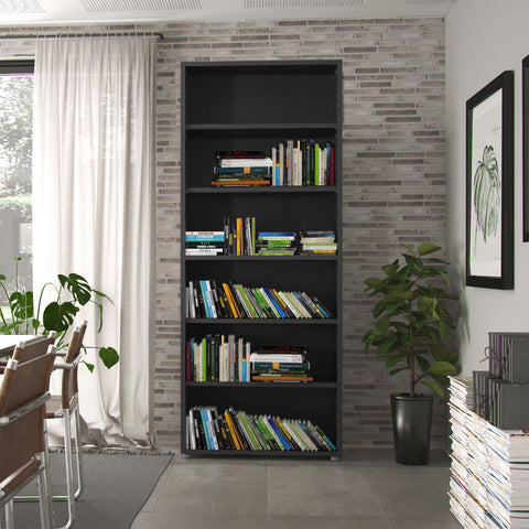 Prima Bookcase 5 Shelves in Black woodgrain