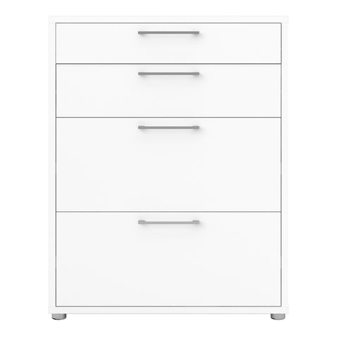 Prima Office Storage With 2 Drawers + 2 File Drawers In White