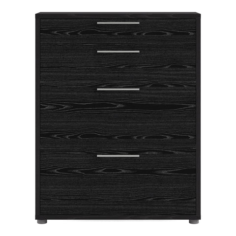 Prima Office Storage With 2 Drawers + 2 File Drawers In Black Woodgrain