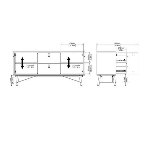 Ry Sideboard 2 Doors 2 Drawers in Matt White