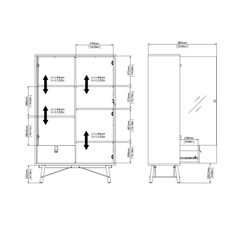 Ry China Cabinet 1 Door 1 Glass Door 1 Drawer in Matt Black Walnut