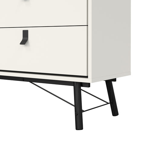 Ry Wide Double Chest of Drawers 6 Drawers in Matt White