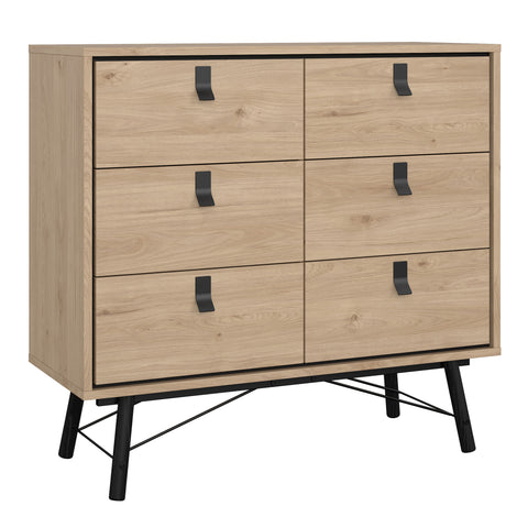 Ry Small Double Chest of Drawers 6 Drawers in Jackson Hickory Oak