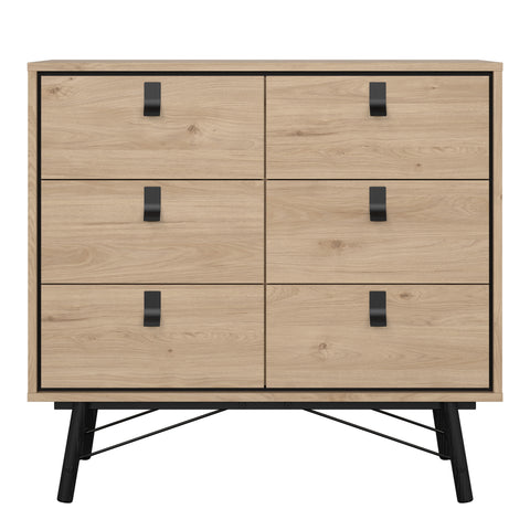 Ry Small Double Chest of Drawers 6 Drawers in Jackson Hickory Oak