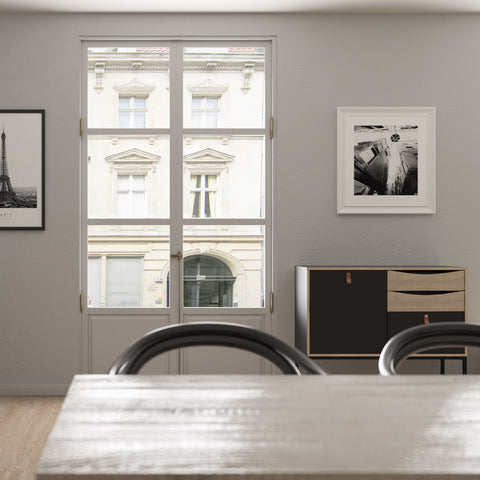 Stubbe Sideboard with 1 door + 3 drawers in Matt Black Oak