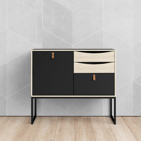 Stubbe Sideboard with 1 door + 3 drawers in Matt Black Oak