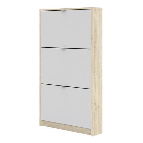 Shoes Shoe Cabinet 3 Flip Down Doors and 1 layer Oak structure White