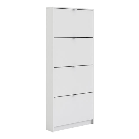 Shoes Shoe cabinet w. 4 tilting doors and 1 layer in White