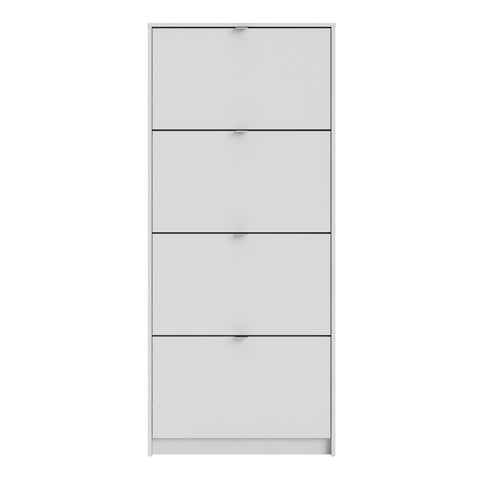 Shoes Shoe cabinet w. 4 tilting doors and 1 layer in White