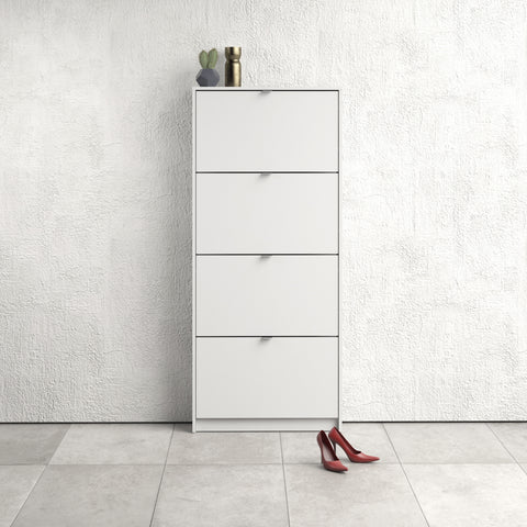 Shoes Shoe cabinet w. 4 tilting doors and 1 layer in White