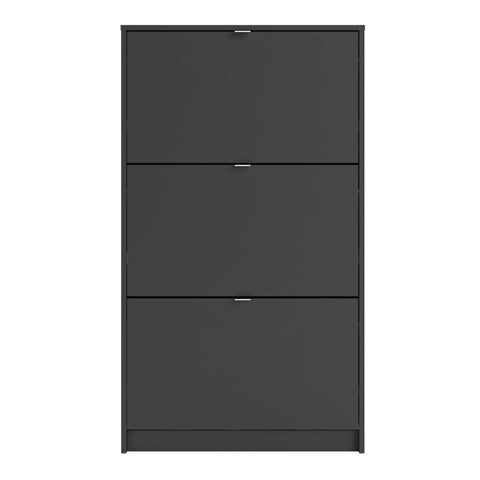 Shoes Shoe Cabinet 3 Flip Down Doors and 2 layers in Matt Black