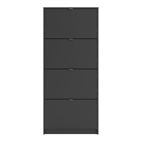 Shoes Shoe Cabinet 4 Flip Down Doors and 2 layers in Matt Black