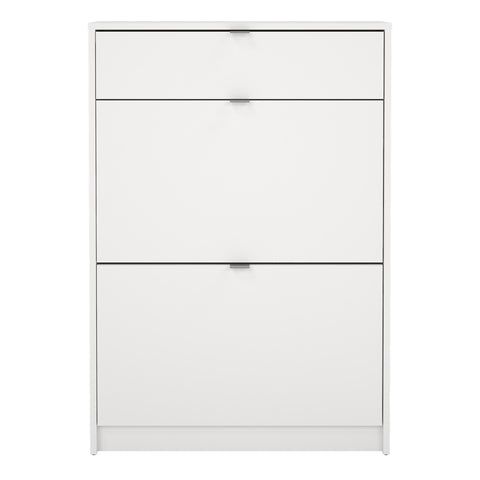 Shoes Shoe Cabinet 2 Flip Down Doors + 1 Drawer in White