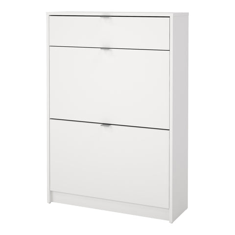 Shoes Shoe Cabinet 2 Flip Down Doors + 1 Drawer in White