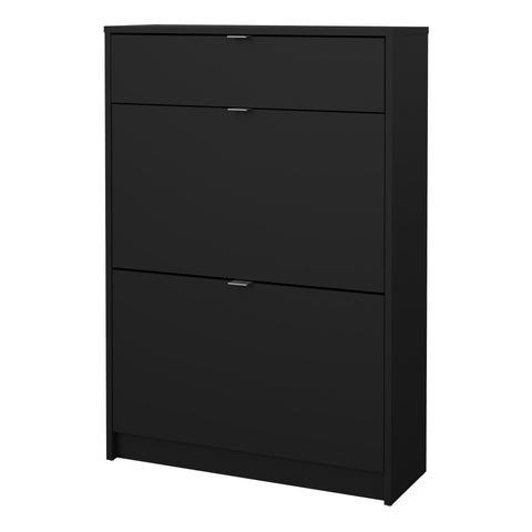 Shoes Shoe Cabinet 2 Flip Down Doors + 1 Drawer in Matt Black