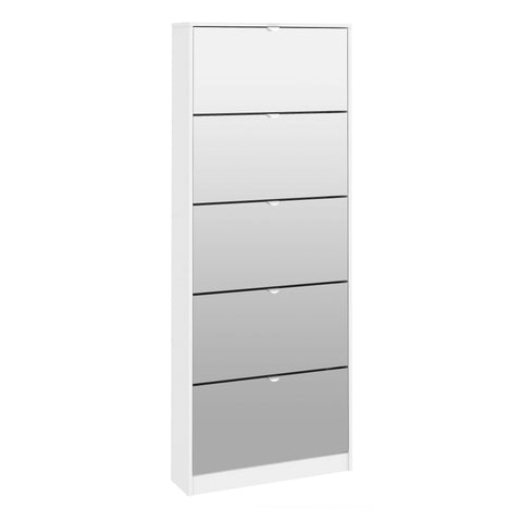 Shoes Shoe Cabinet 5 Mirror Flip Down Doors in White