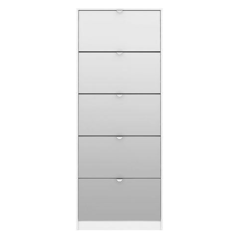 Shoes Shoe Cabinet 5 Mirror Flip Down Doors in White