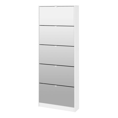 Shoes Shoe Cabinet 5 Mirror Flip Down Doors in White