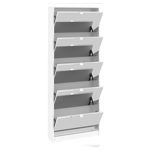 Shoes Shoe Cabinet 5 Mirror Flip Down Doors in White