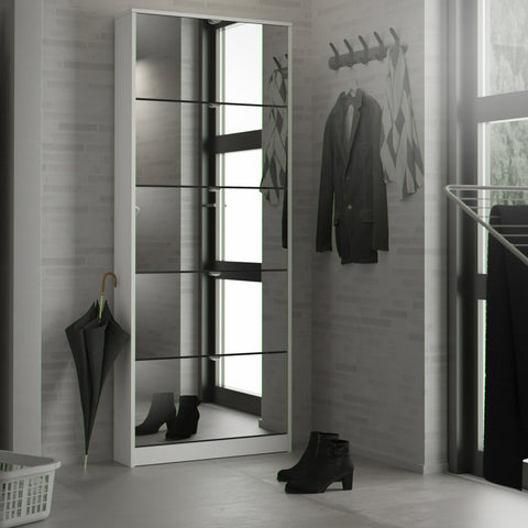 Shoes Shoe Cabinet 5 Mirror Flip Down Doors in White