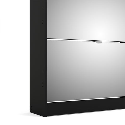 Shoes Shoe Cabinet 5 Mirror Flip Down Doors in Black