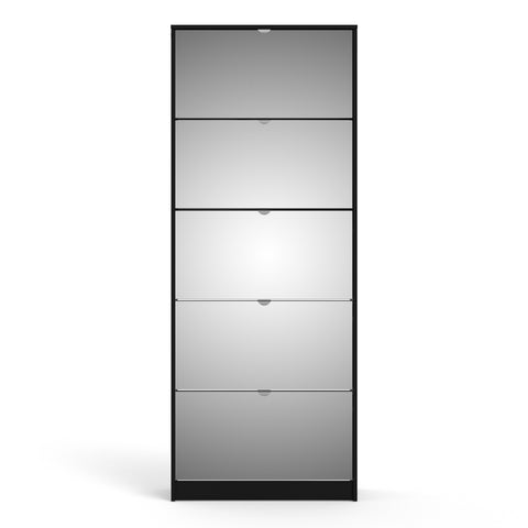 Shoes Shoe Cabinet 5 Mirror Flip Down Doors in Black