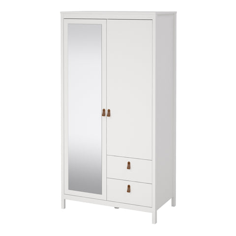 Barcelona Wardrobe with 1 door + 1 mirror door + 2 drawers White