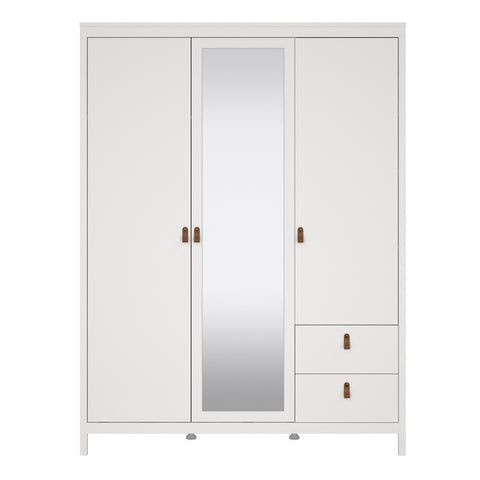 Barcelona Wardrobe with 2 doors + 1 mirror door + 2 drawers White