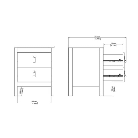 Barcelona Bedside Table 2 drawers in White