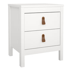 Barcelona Bedside Table 2 drawers in White