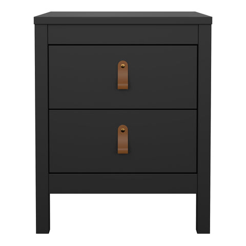 Barcelona Bedside Table 2 drawers in Matt Black