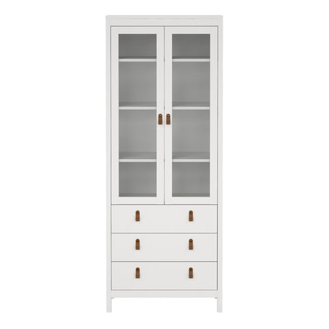 Barcelona China cabinet 2 doors w/glass + 3 drawers in White