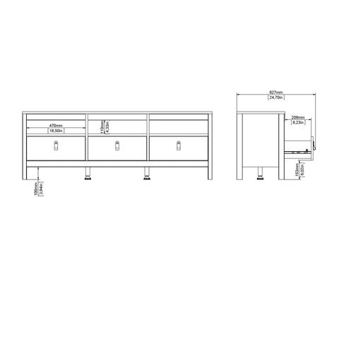 Barcelona Tv-unit 3 drawers in White