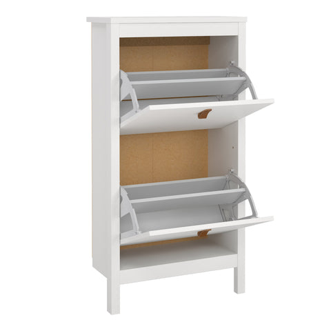 Barcelona Shoe Cabinet 2 Flap Door White