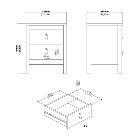 Madrid 3 Piece Bundle, Bedside, Chest and 3 Door Wardrobe in White