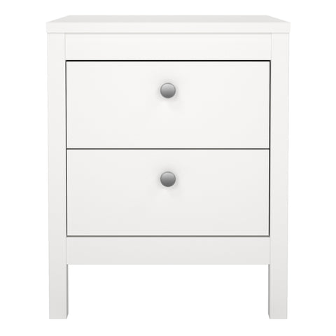 Madrid Bedside Table 2 drawers in White