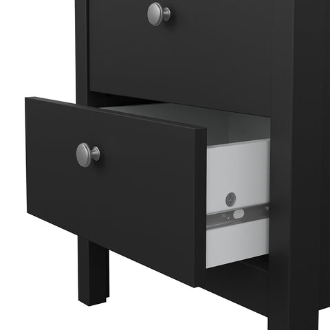 Madrid Bedside Table 2 drawers in Matt Black